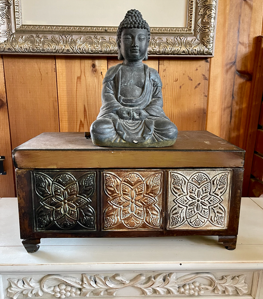 Vintage Pressed Tin Metal Decorator Box, Bodhi Home Decor