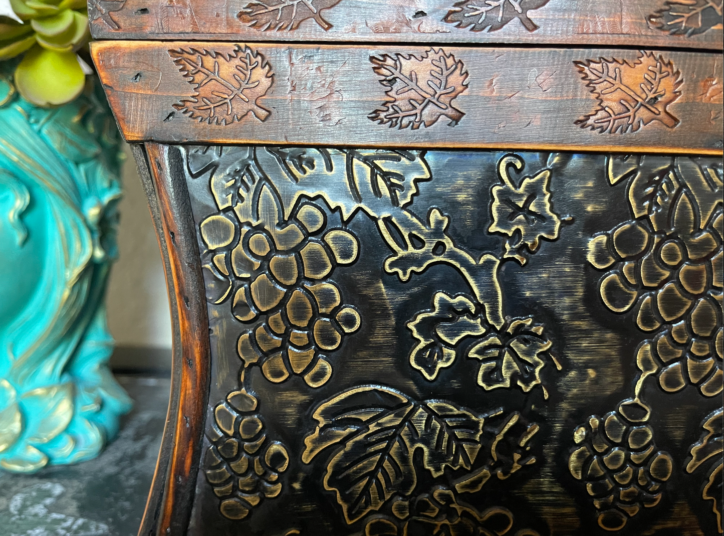 Old World Vintage Tin and Wood Ornate Decorator Box, Bodhi Home Decor