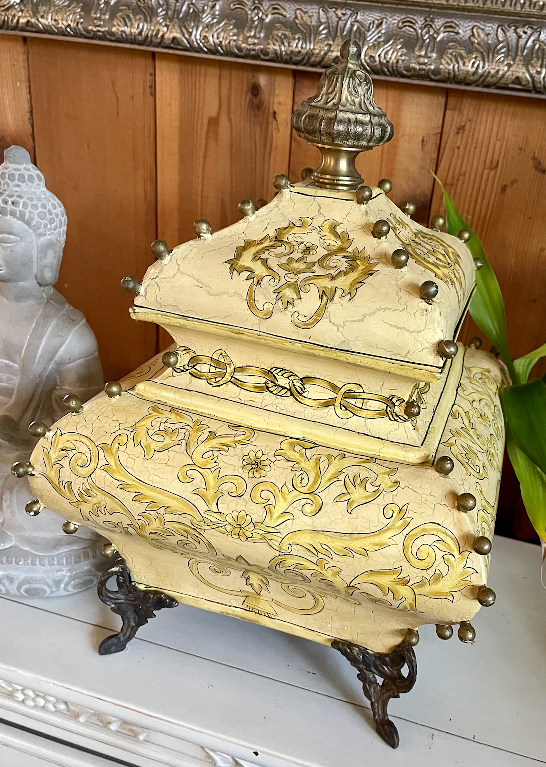 Gorgeous Large Lidded Mystical Box, French Country, Bodhi Vintage