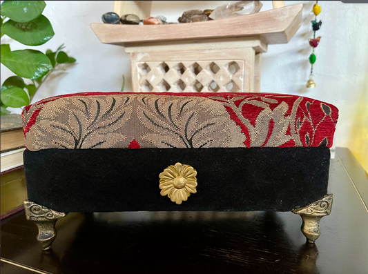 Elegant Vintage Upholstered Footed Boudoir Box, Bodhi Vintage