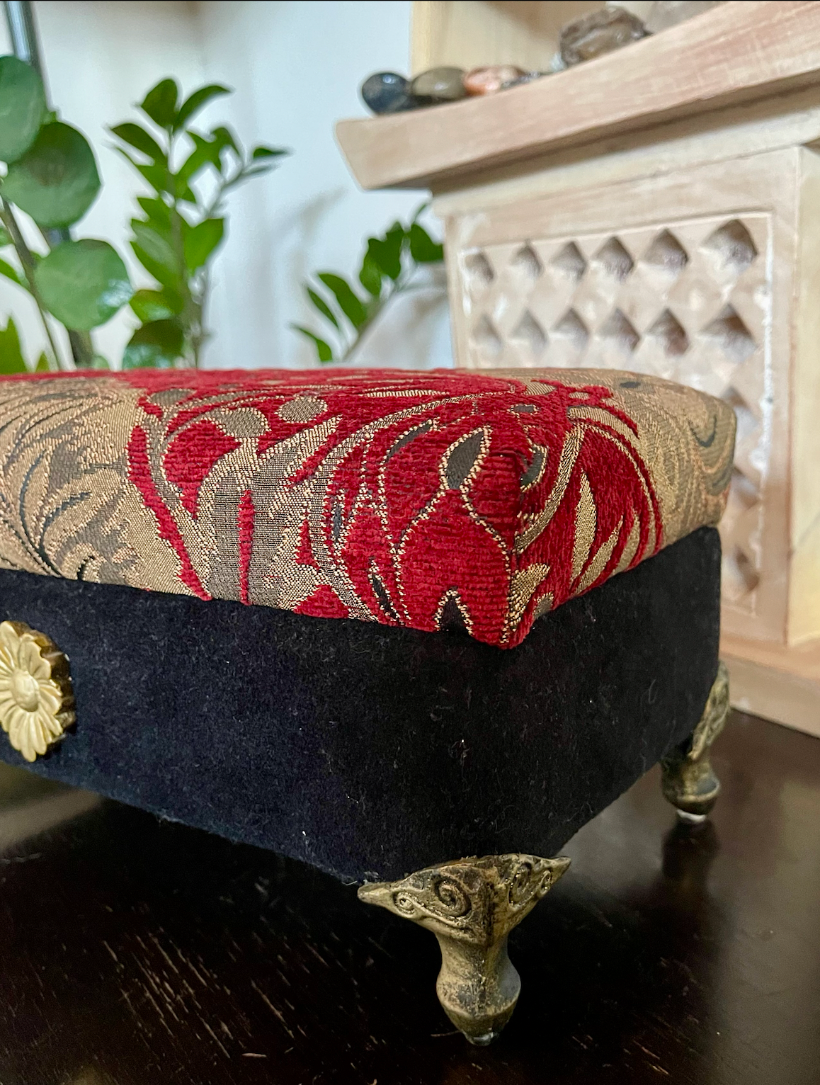 Elegant Vintage Upholstered Footed Boudoir Box, Bodhi Vintage