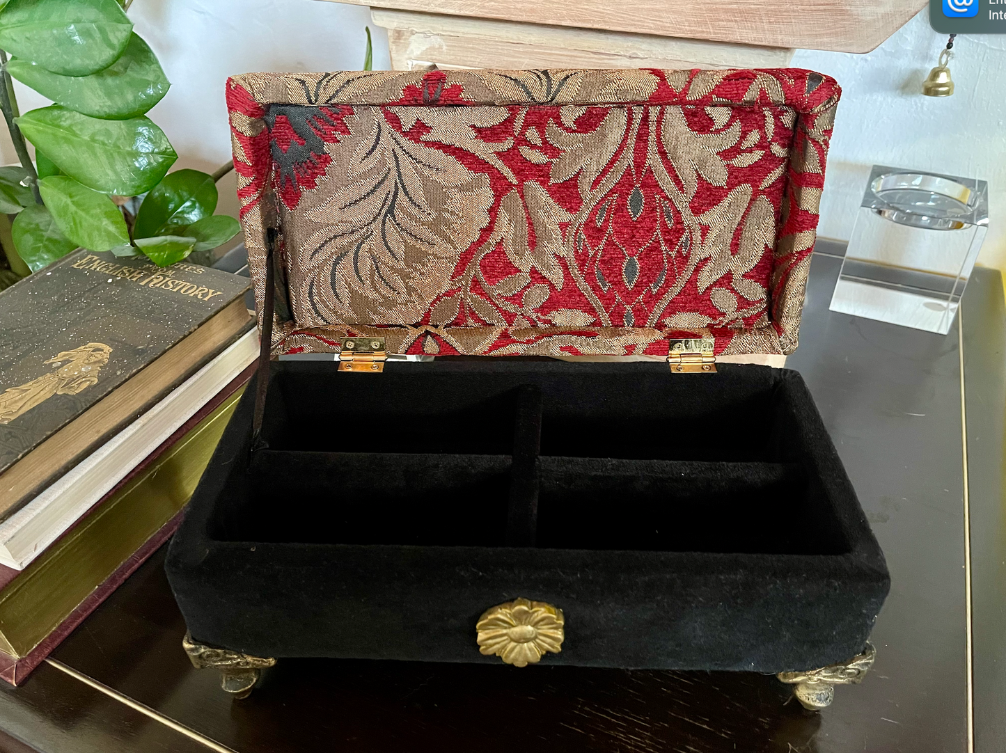 Elegant Vintage Upholstered Footed Boudoir Box, Bodhi Vintage
