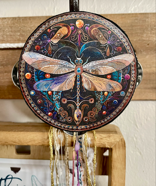 dragonfly art
dragonfly tambourine
tambourine
decoupage dragonfly
charmed dragonfly