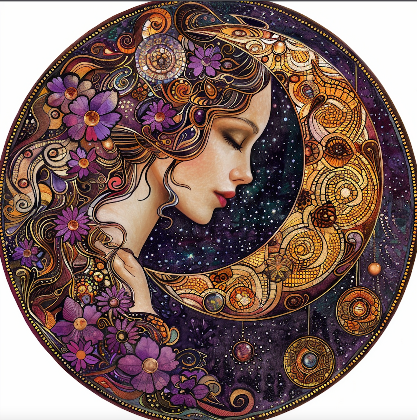 Flower Moon Goddess Wall Accent, Bodhi Goddess Tambourine Art