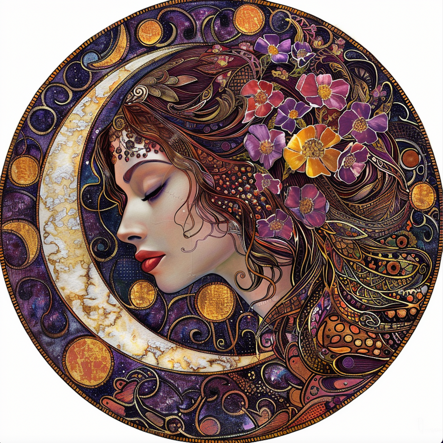 Flower Moon Goddess Wall Accent, Bodhi Goddess Tambourine Art