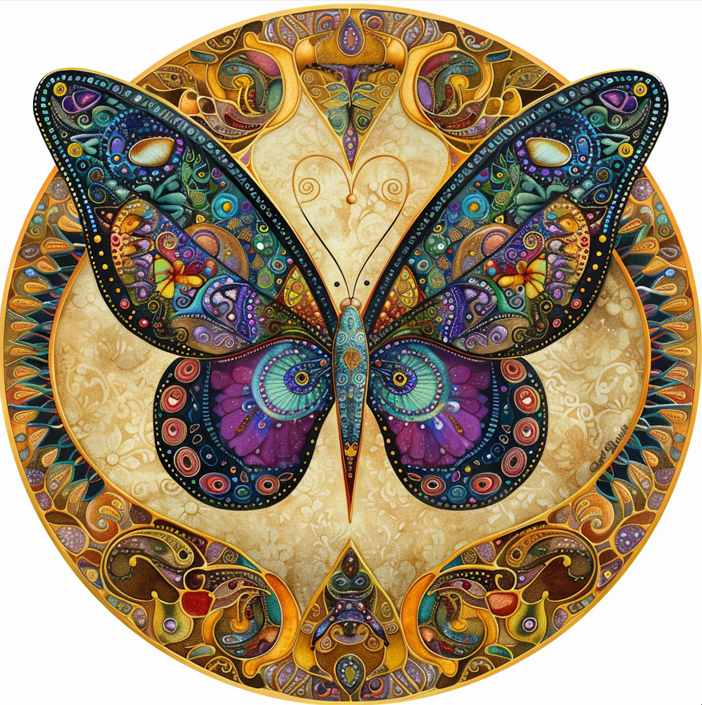 Art Nouveau Butterfly Wall Accent, Tambourine and Ribbon Butterfly Art, Bodhi Gifts