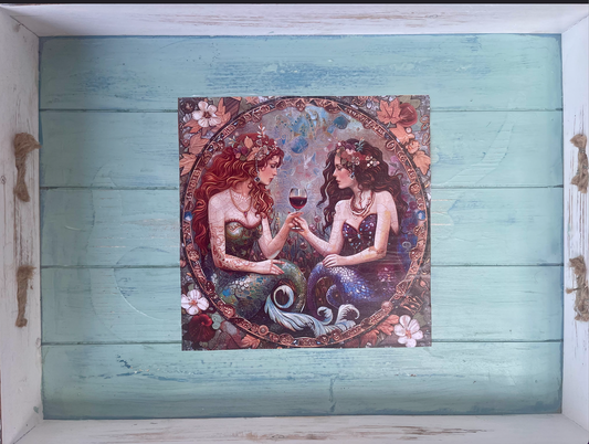 Mermaids in Paris Decorative Tray, Beach Cottage, Bodhi Home Decor