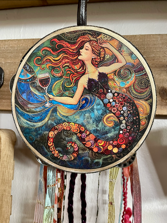 Whimsical Wine Mermaid, Unique Mermaid, Original Art, Bodhi Home Decor