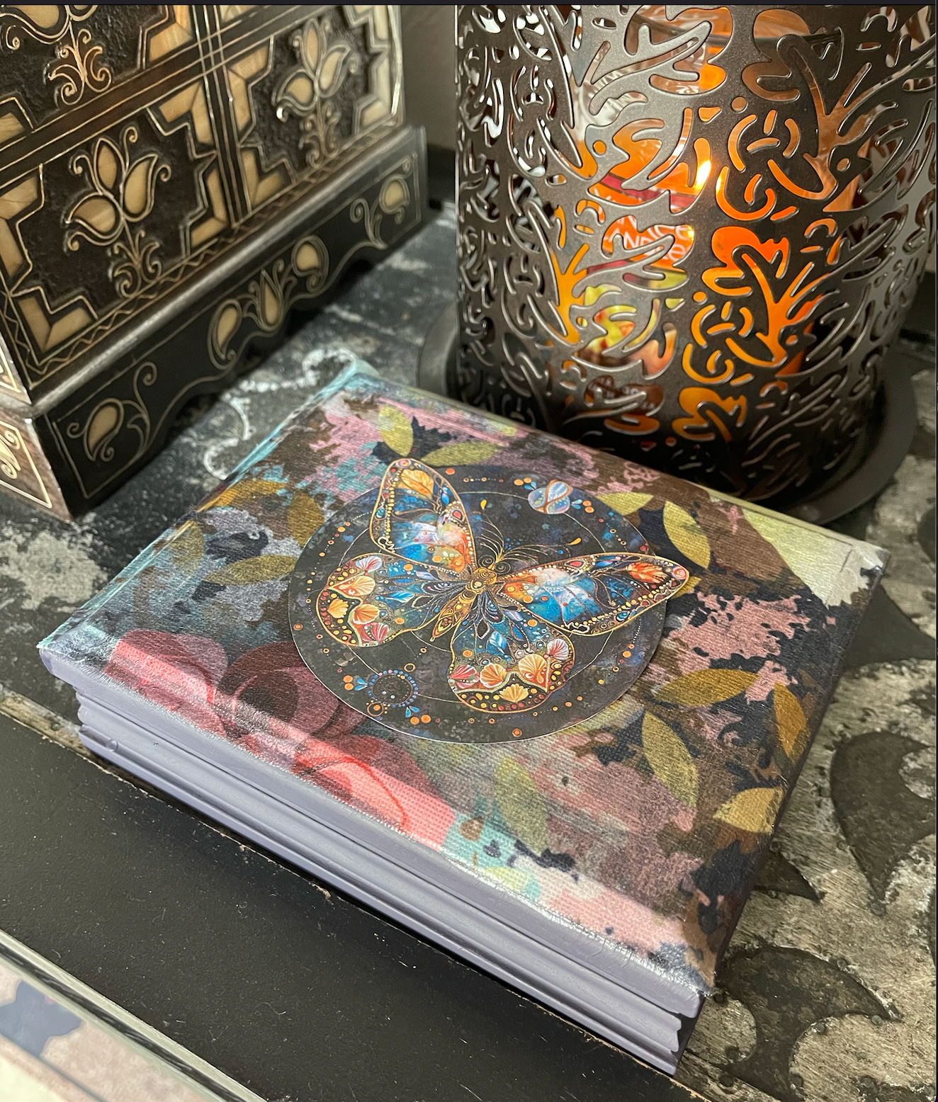 Velvet Gypsy Collection, Original Artwork, Decoupaged Butterfly Box, Bodhi Vintage