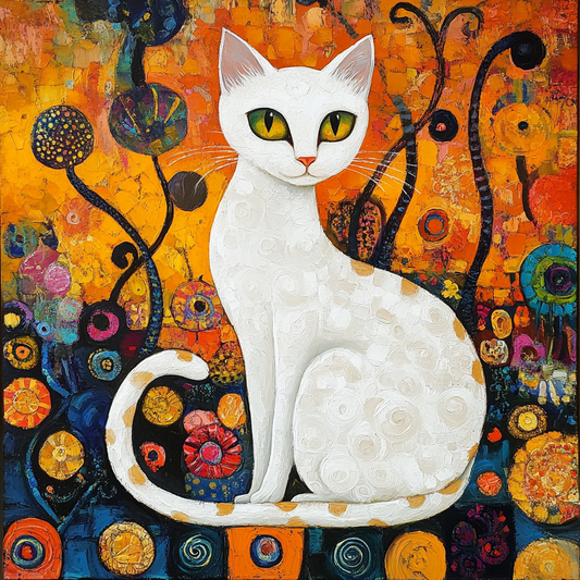 White Cat Art Print, Bodhi Home Decor