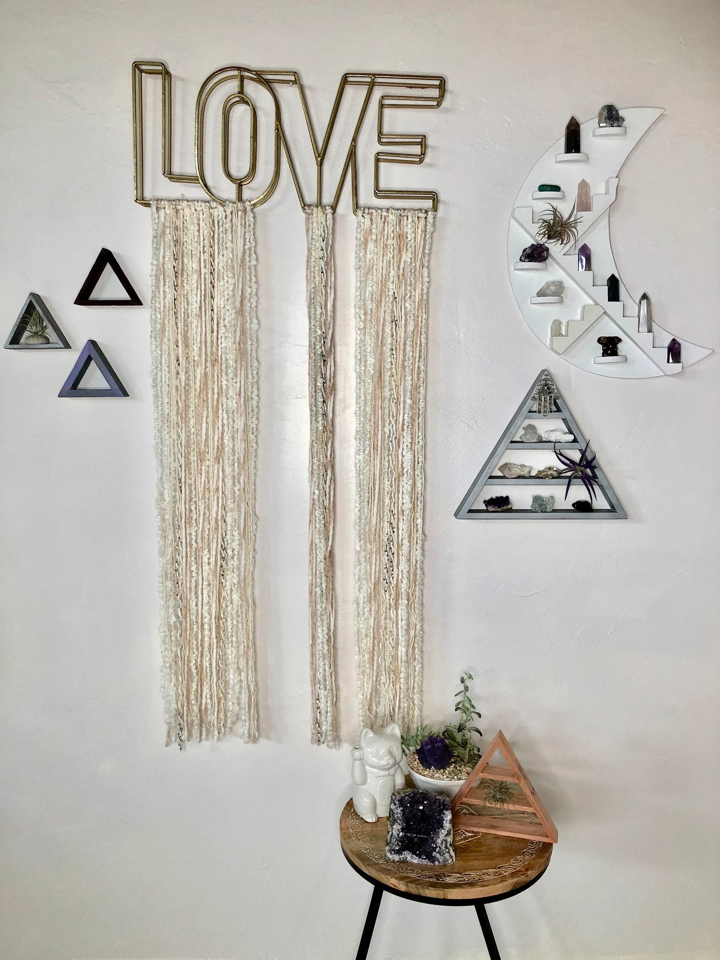 Extra Large LOVE Or DREAM Wall Hanging, Bohemian Yarn Hanging, Bodhi Home Decor