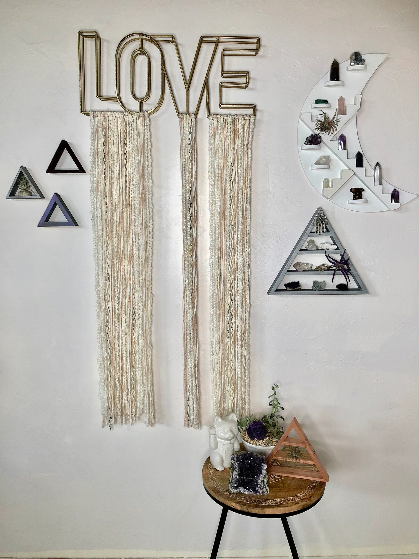 Extra Large LOVE Or DREAM Wall Hanging, Bohemian Yarn Hanging, Bodhi Home Decor