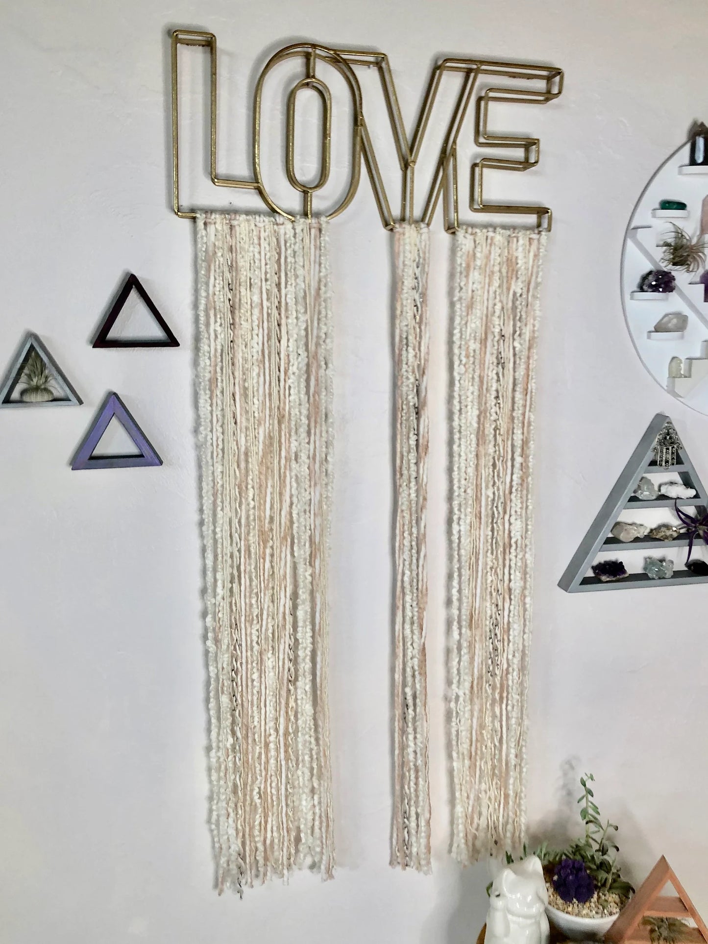 Extra Large LOVE Or DREAM Wall Hanging, Bohemian Yarn Hanging, Bodhi Home Decor