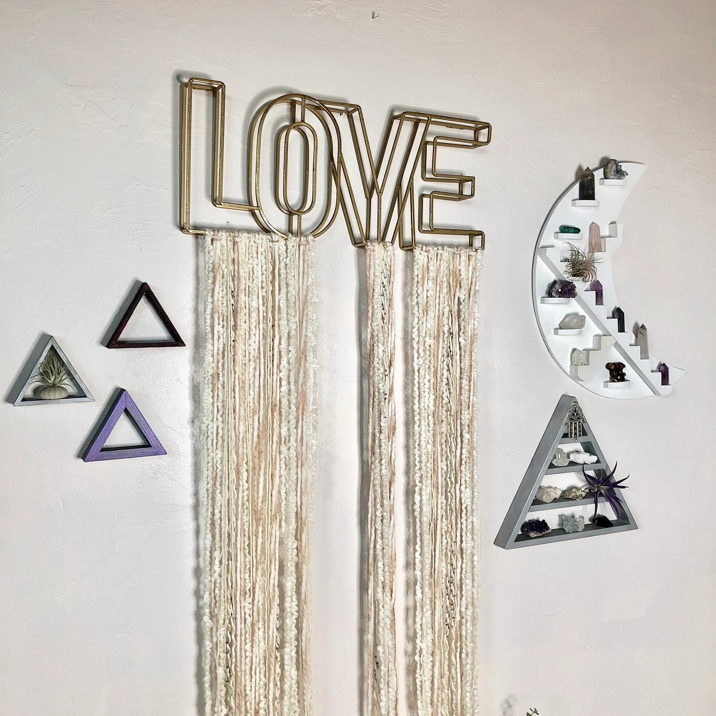 Extra Large LOVE Or DREAM Wall Hanging, Bohemian Yarn Hanging, Bodhi Home Decor