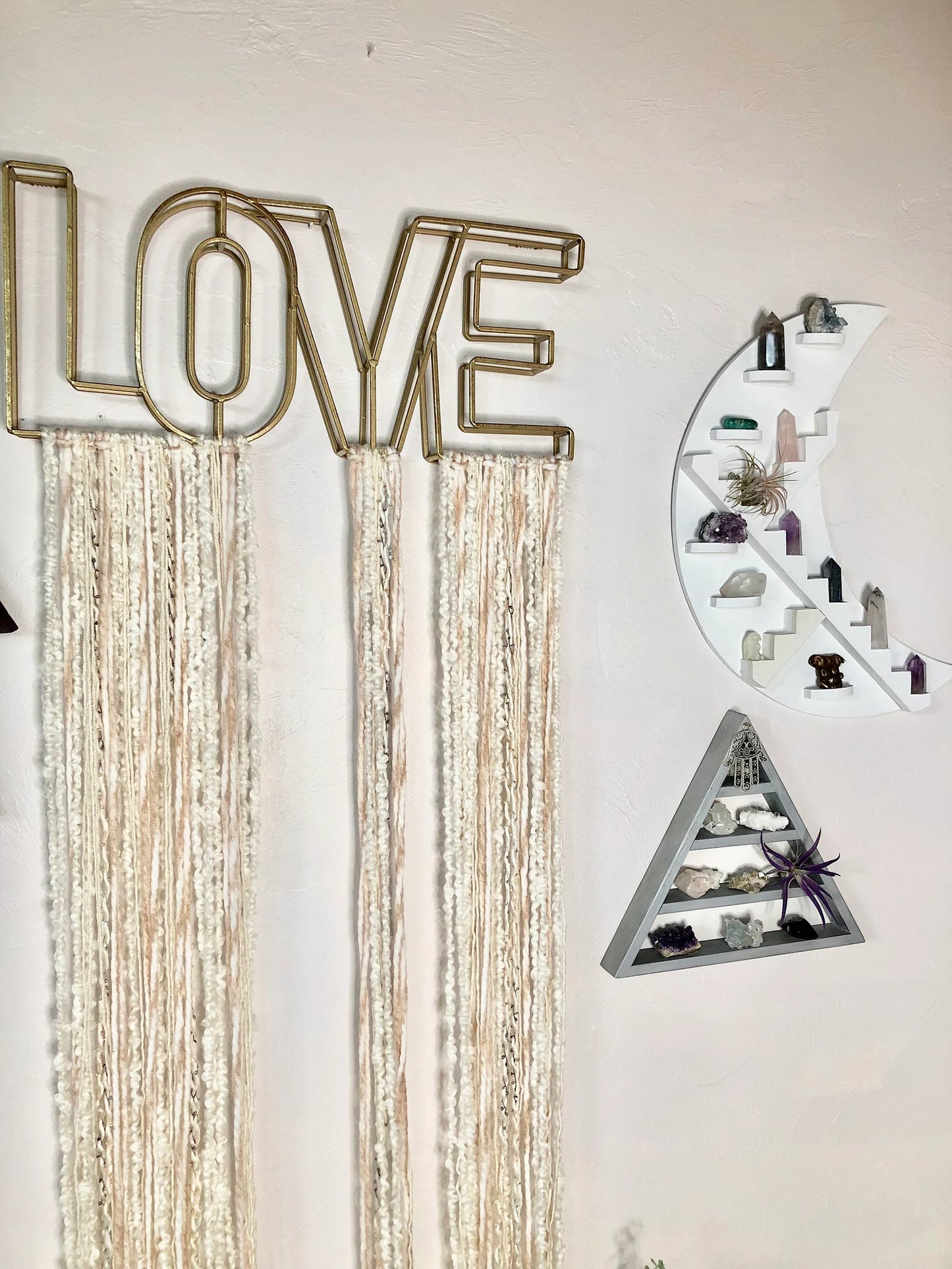 Extra Large LOVE Or DREAM Wall Hanging, Bohemian Yarn Hanging, Bodhi Home Decor