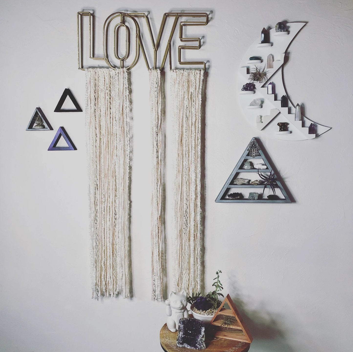 Extra Large LOVE Or DREAM Wall Hanging, Bohemian Yarn Hanging, Bodhi Home Decor