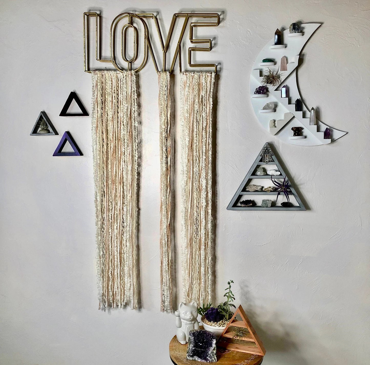 Extra Large LOVE Or DREAM Wall Hanging, Bohemian Yarn Hanging, Bodhi Home Decor