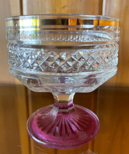 Vintage Glassware, Crystal Glassware Gold Rim and Purple Stem, Bodhi Vintage