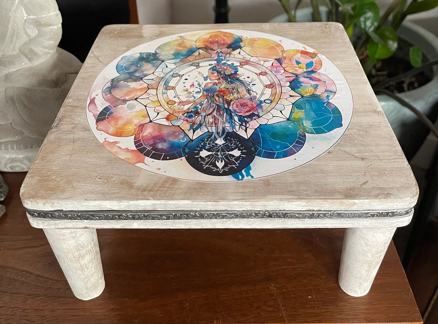 Indigo Goddess Crystal Grid Table, Bodhi Home Decor