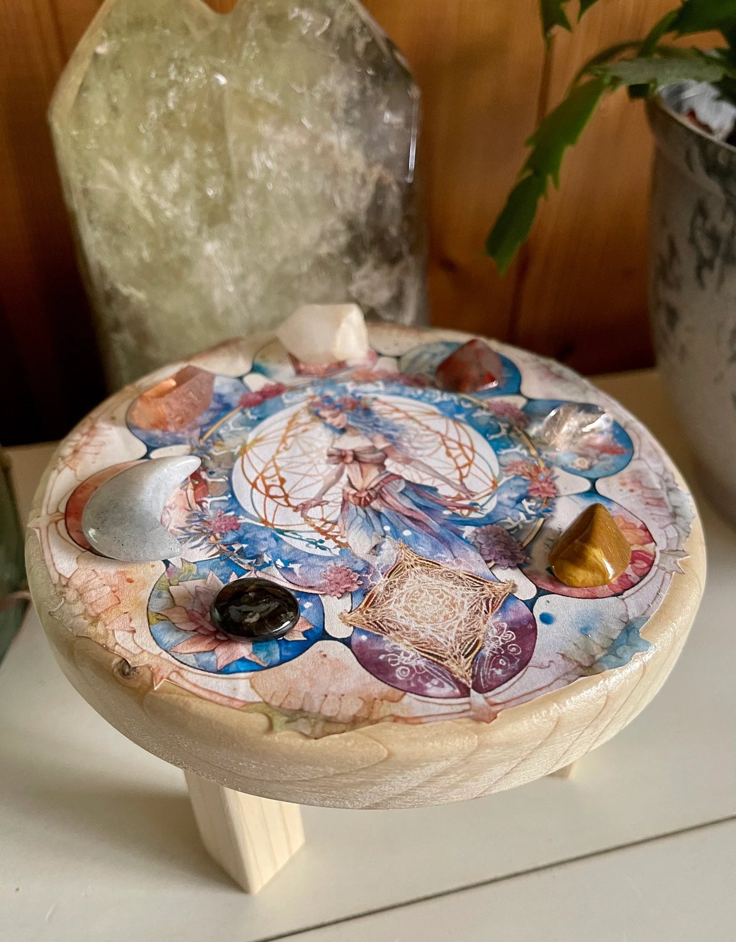 Indigo Goddess Crystal Grid Table, Bodhi Home Decor