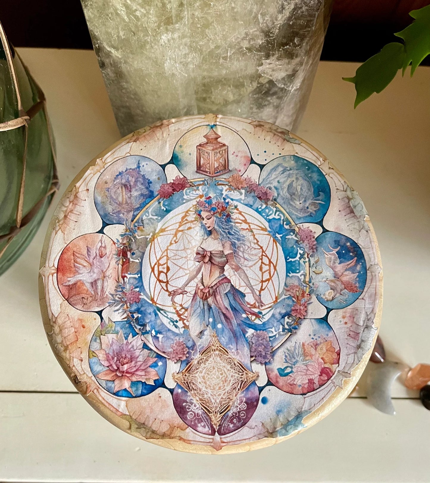 Indigo Goddess Crystal Grid Table, Bodhi Home Decor