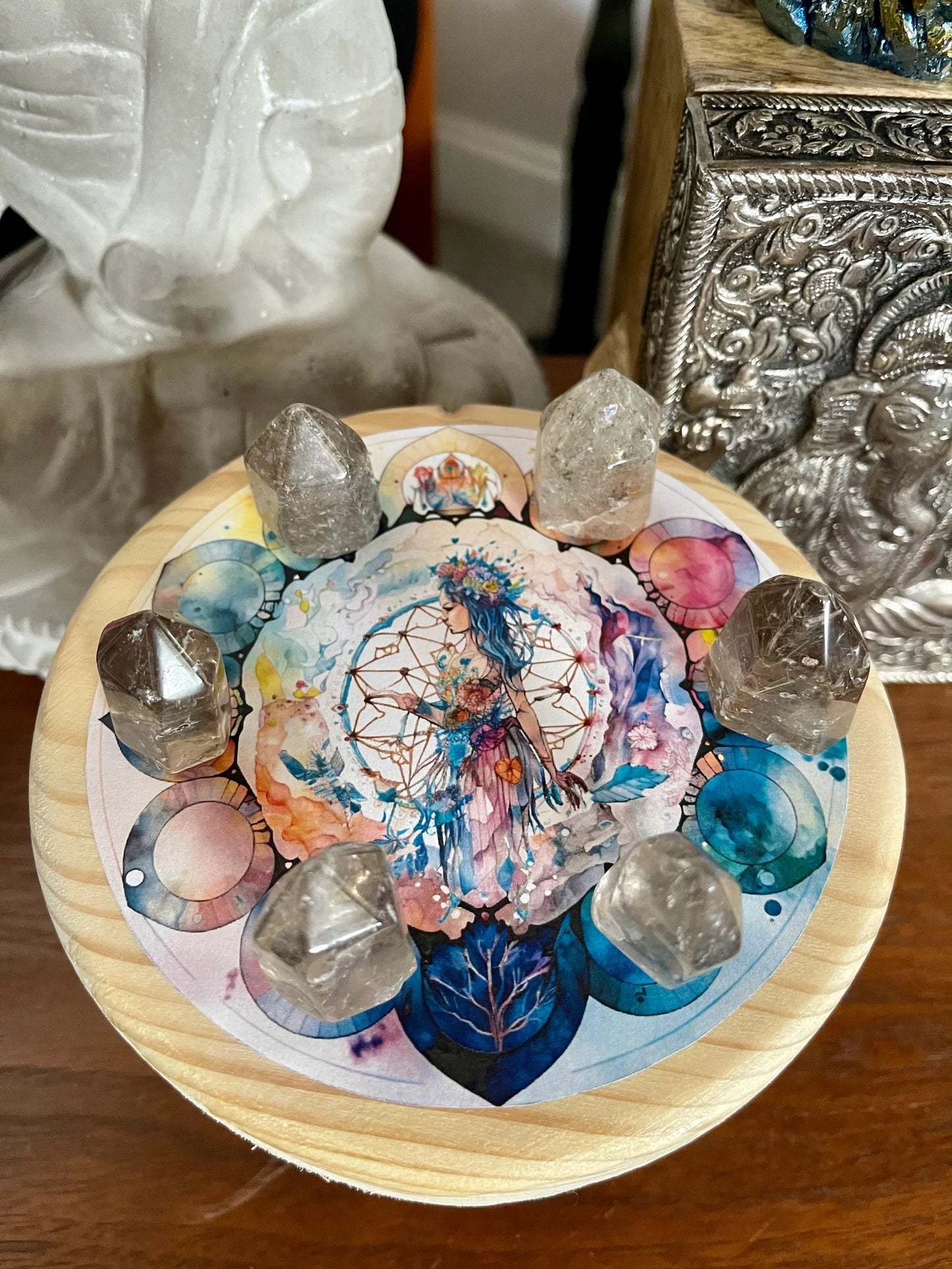 Indigo Goddess Crystal Grid Table, Bodhi Gifts