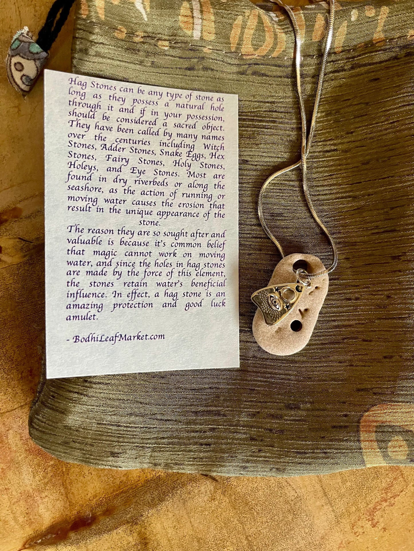 Unique Ouija Charm and Hag Stone Pendant, Bodhi Jewelry