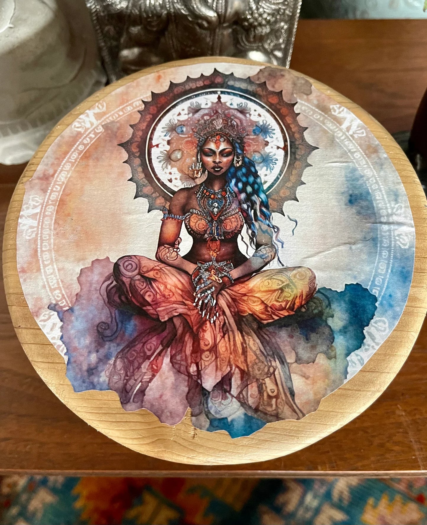 Mystical Goddess Crystal Grid Table, Meditation Table, Home Decor