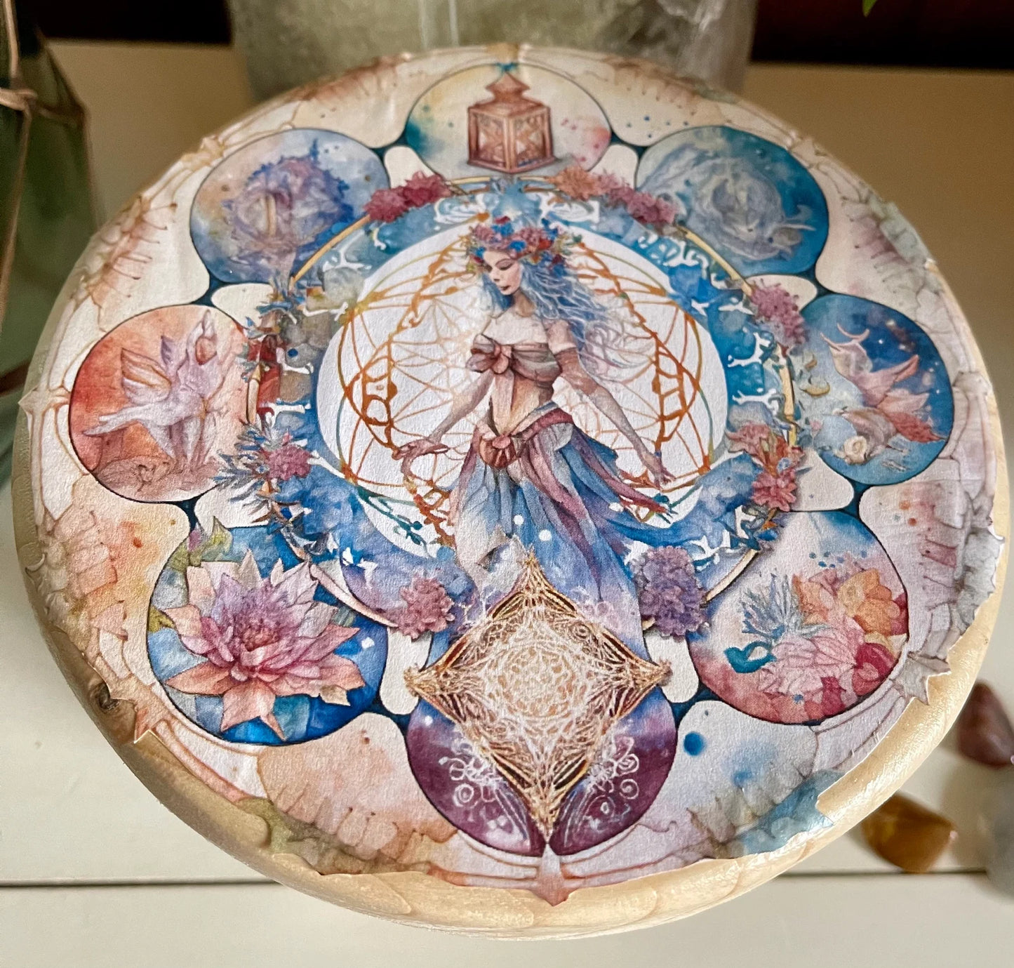 Indigo Goddess Crystal Grid Table, Bodhi Home Decor