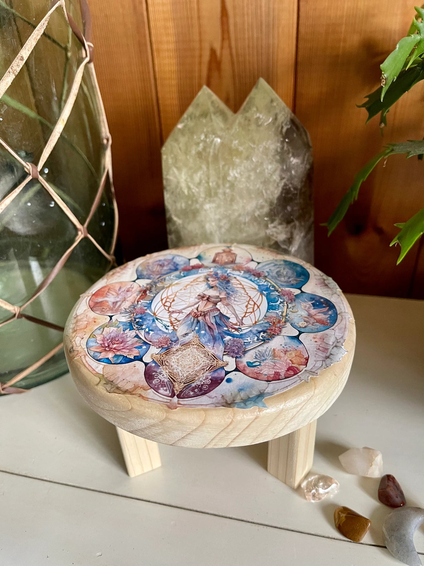 Indigo Goddess Crystal Grid Table, Bodhi Home Decor
