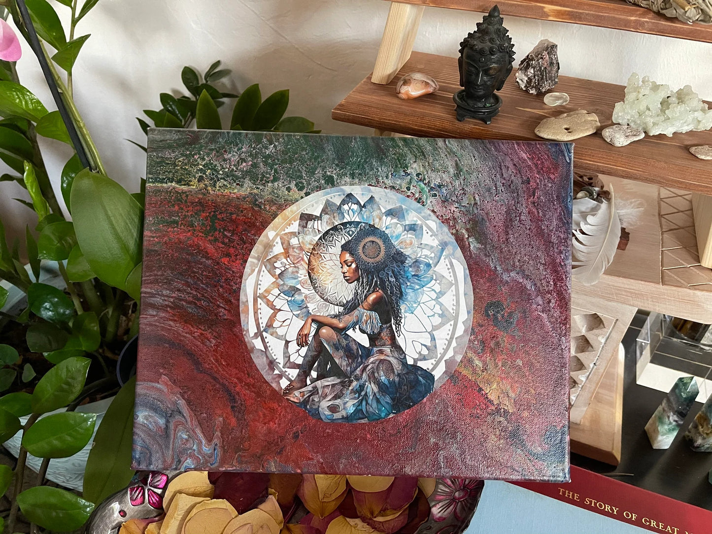 Mystical Goddess Art, Mixed Media Goddess, Bodhi Home Decor