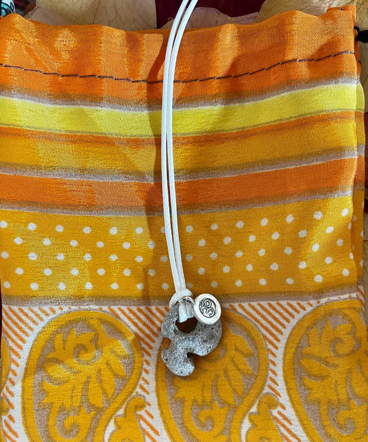 OM Artisan Silver Charm Beach Stone Pendant, Bodhi Jewelry