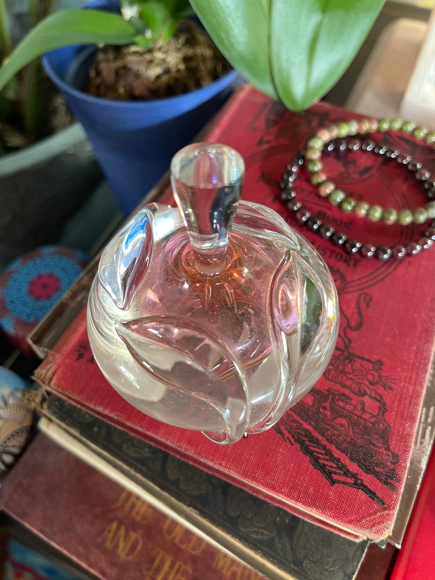 Beautiful Vintage Glass Perfume Bottle with Stopper, Bodhi Gift