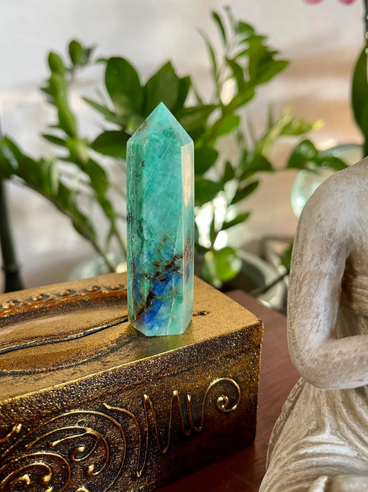 Gorgeous Chrysocolla Lapis Lazuli Tower, Bodhi Crystal Magic