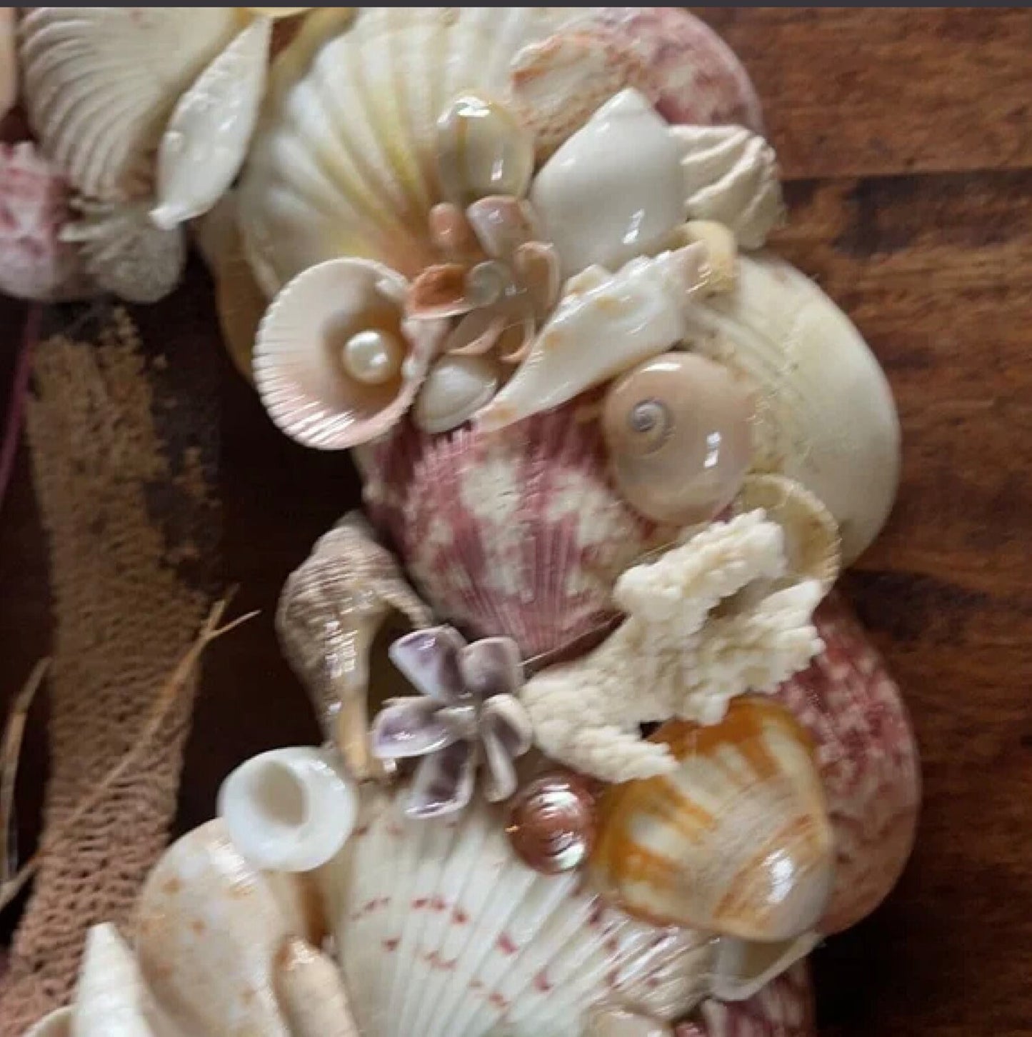 One of a Kind Handcrafted Vintage Seashell Wreath with Local Beach Stone, Bodhi Home Decor