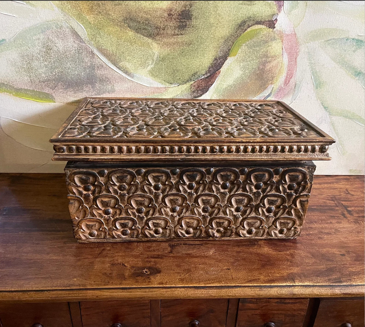 Beautiful and Unique Primitive Carved Angel Wooden Box, Bodhi Home Decor