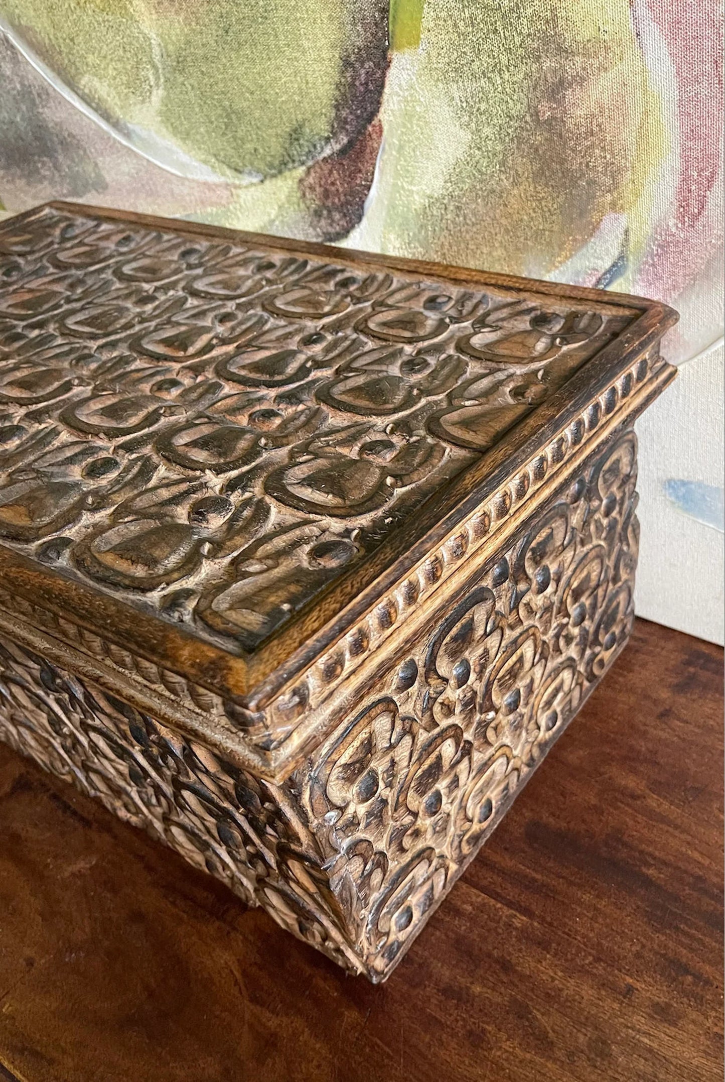 Beautiful and Unique Primitive Carved Angel Wooden Box, Bodhi Home Decor