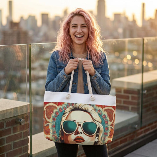 Palm Springs Retro Sunglasses Weekender Bag  Retro Floral Design