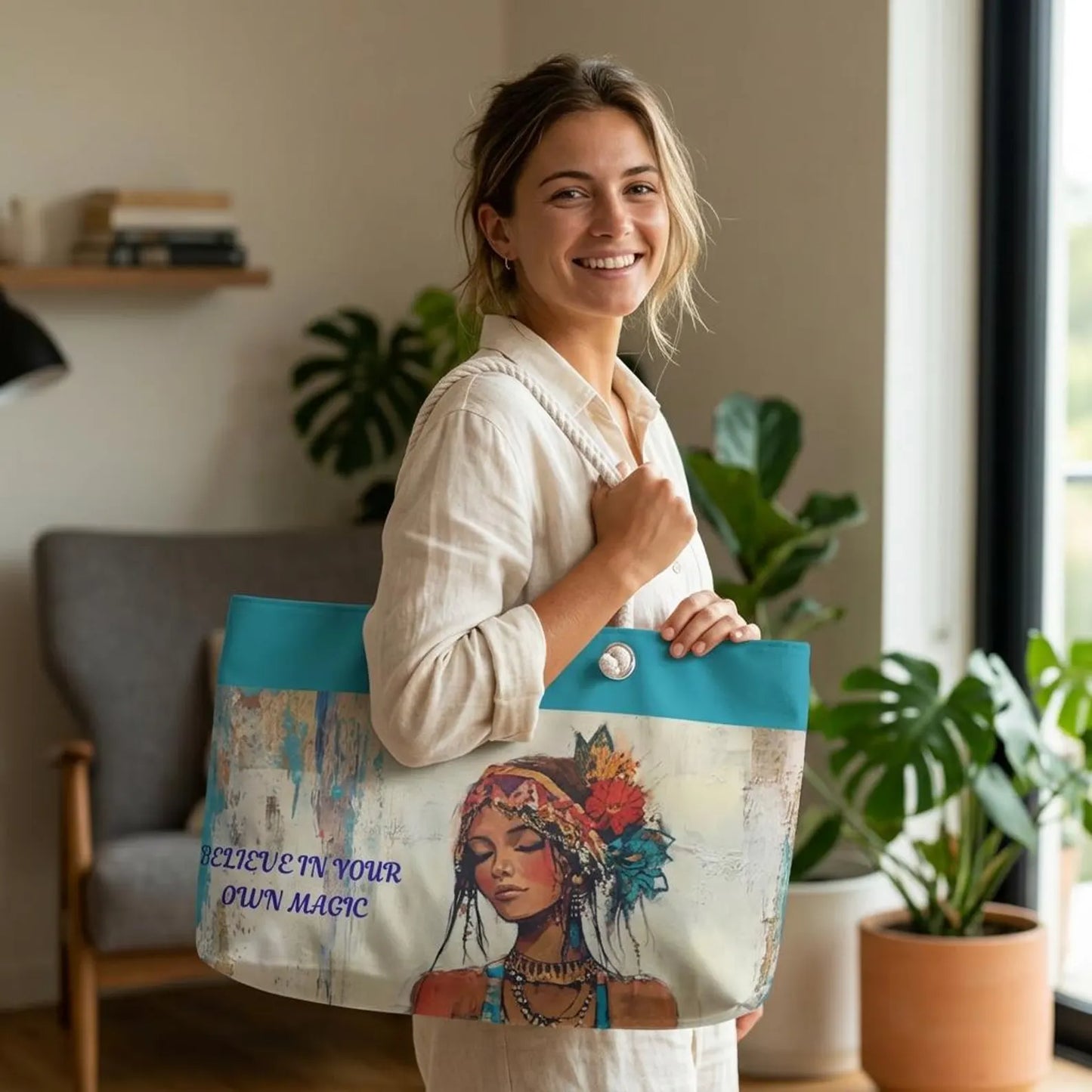 Believe in Your Own Magic Weekender Bag  Boho Portrait Tote