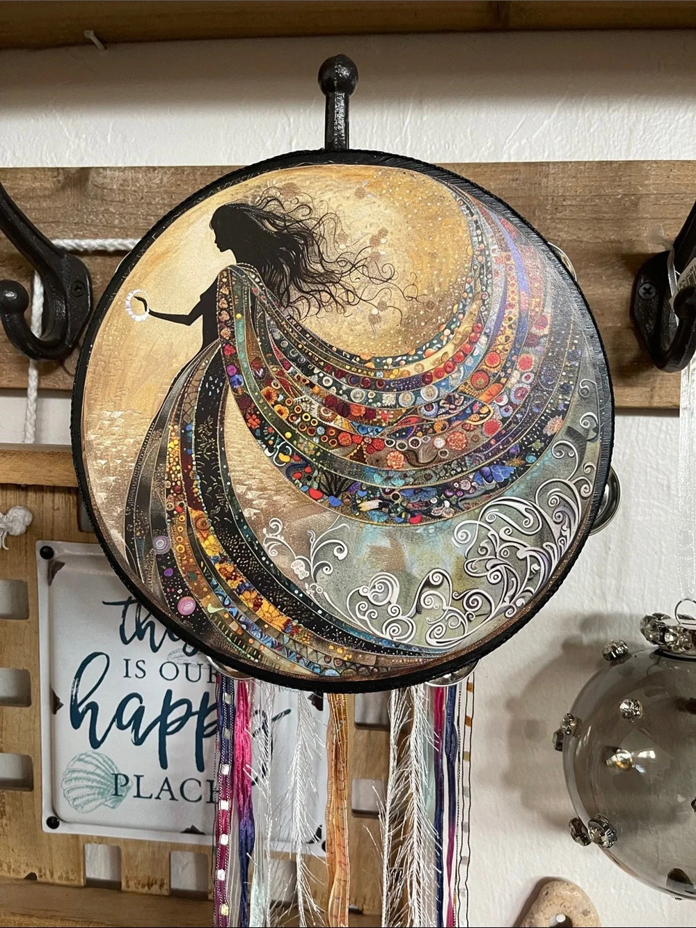 Mystical Artist, Goddess Who Creates, Tambourine and Ribbon 6"