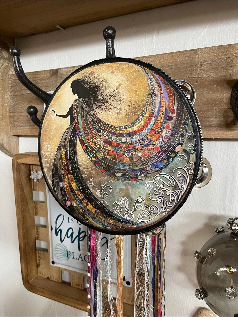 Mystical Artist, Goddess Who Creates, Tambourine and Ribbon 6"
