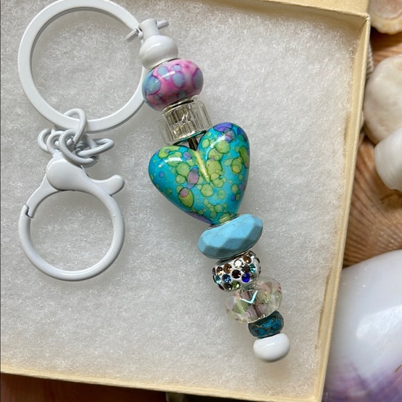 Mermaid-Inspired Blue and Silver Keychain with Gift Box