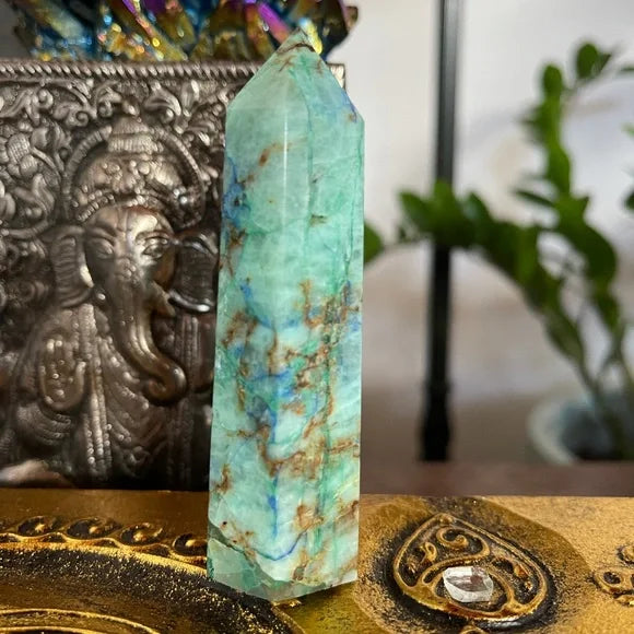 Gorgeous Chrysocolla Lapis Lazuli Tower, Bodhi Crystal Magic