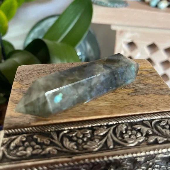 Labradorite Double Terminated Crystal Point Wand, Bodhi Crystal Magic