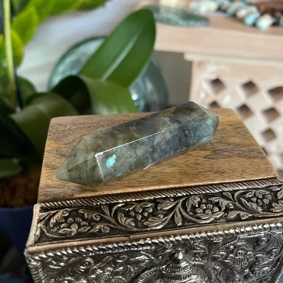 Labradorite Double Terminated Crystal Point Wand, Bodhi Crystal Magic
