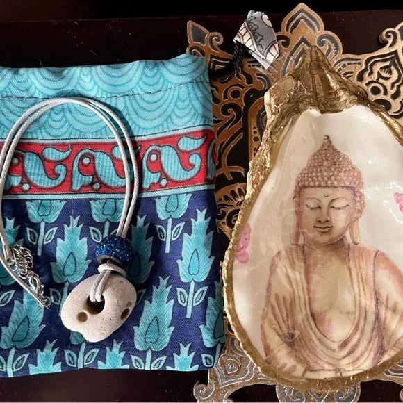 Spirited Bohemian Water Magic Amulet, Hag Stone Necklace, Bodhi Jewelry