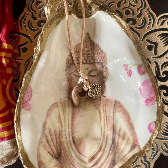 Artisan Bronze Charm and Hag Stone Pendant, Bodhi Jewelry