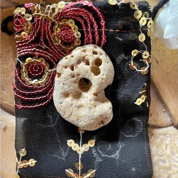 Hand Chosen Medium Hag Stone in Gift Pouch, Bodhi Gifts