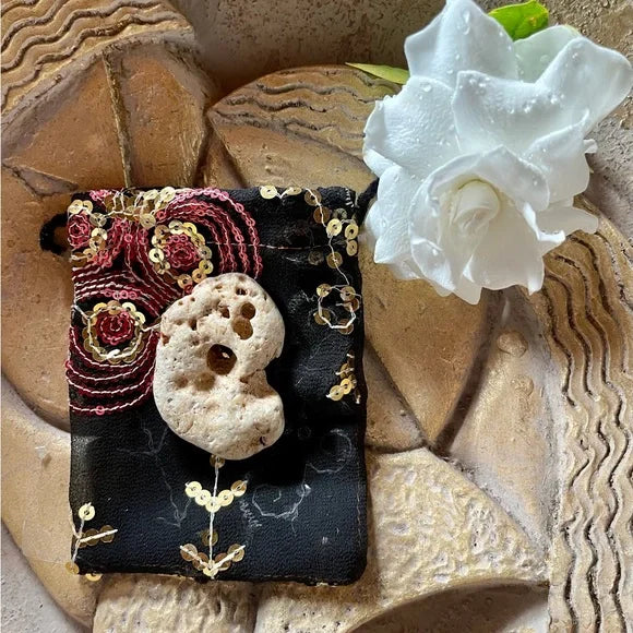 Hand Chosen Medium Hag Stone in Gift Pouch, Bodhi Gifts