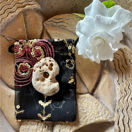 Hand Chosen Medium Hag Stone in Gift Pouch, Bodhi Gifts